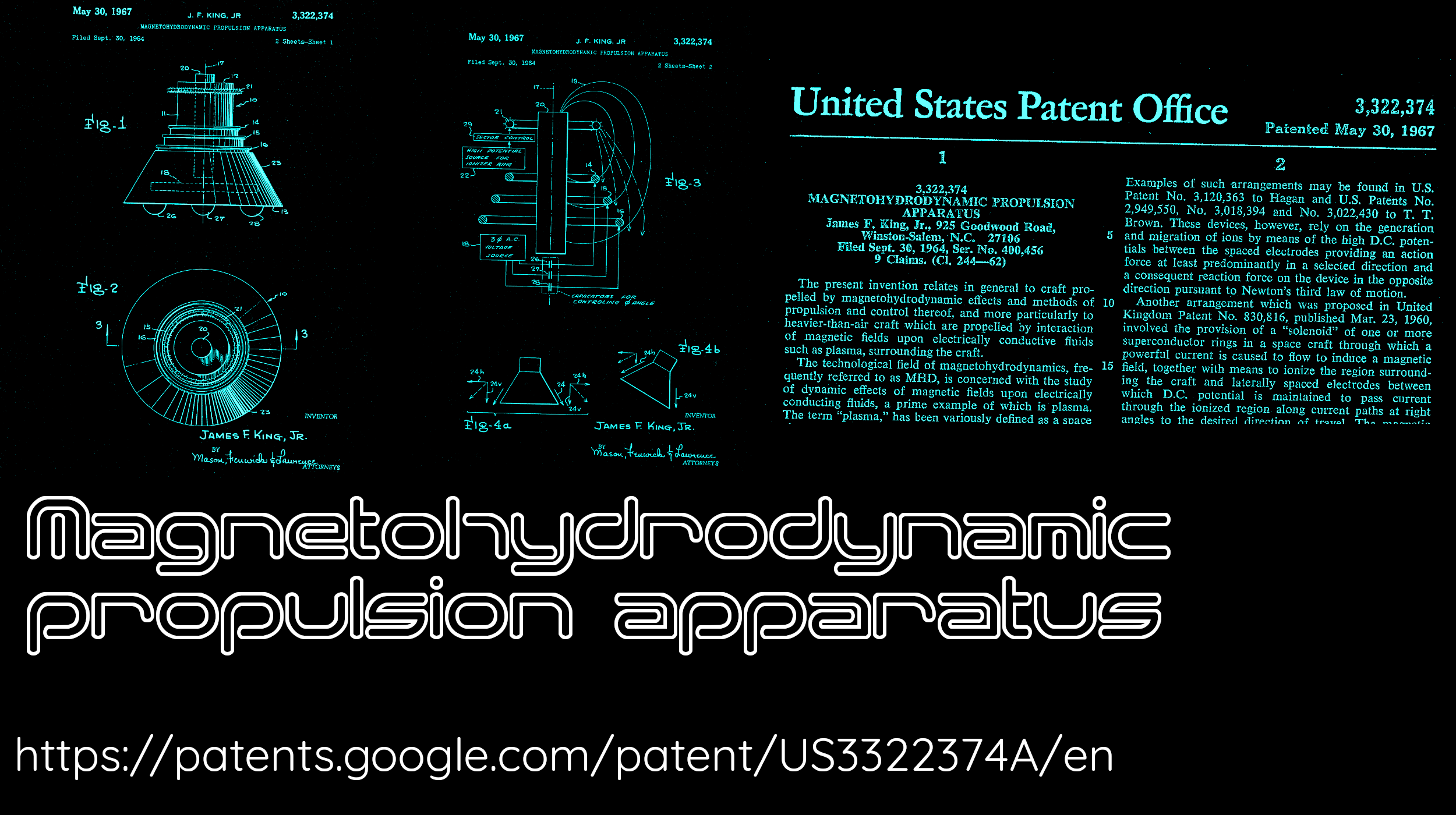 Magnetohydrodynamic Propulsion Apparatus — US Patent 3,322,374